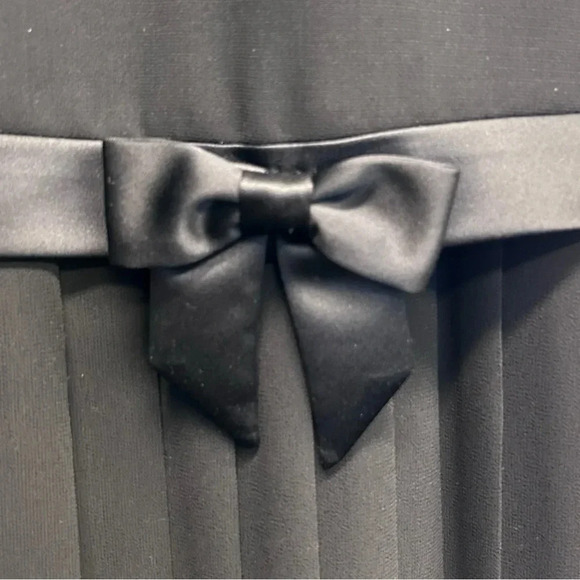 Talbots Black Pleated-Skirt Drop Waist Midi Dress with Bow Detail Size 8 - Picture 4 of 10